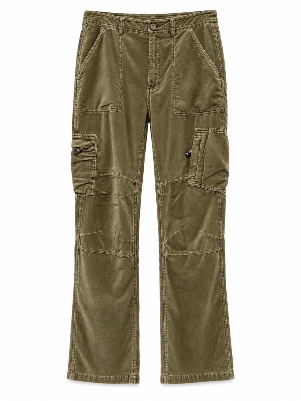 Sundance Nightfall Velvet Cargo Pants Olive Green Size 12 Cotton